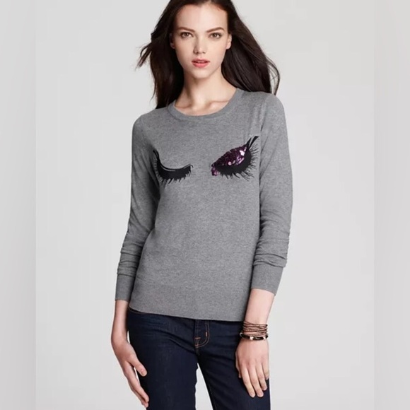 French Connection Sweater Sequin Eye Lash Design Size XS - Picture 2 of 11